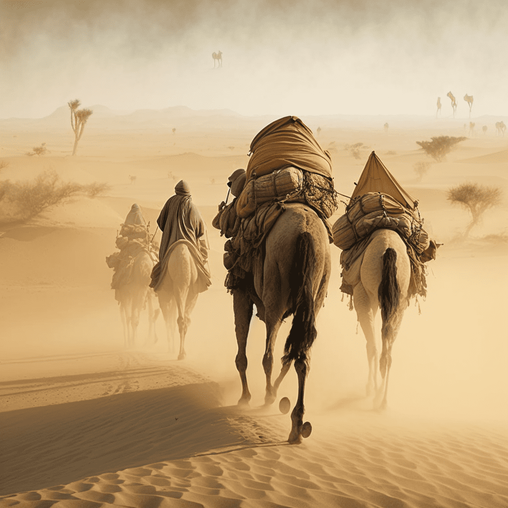 Bible smugglers in the desert on camels