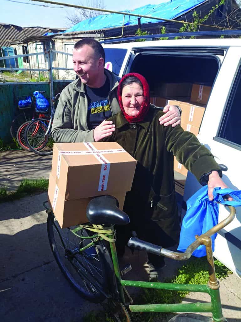 Oleg and other believers bring aid to areas that have been hard hit by Russian shelling.